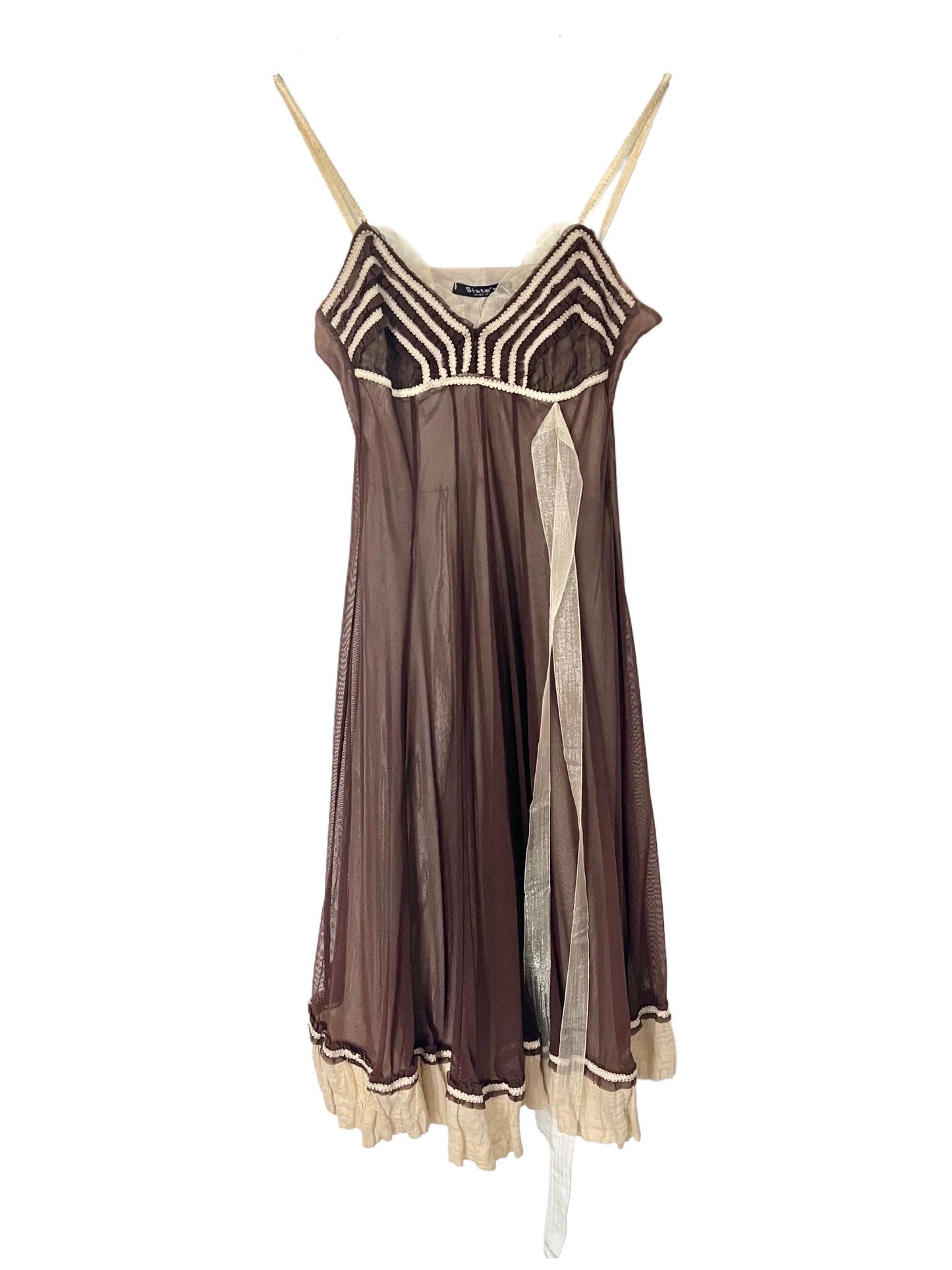 Robe midi vintage en tulle & biais froncés — (made in italy) — taille 36