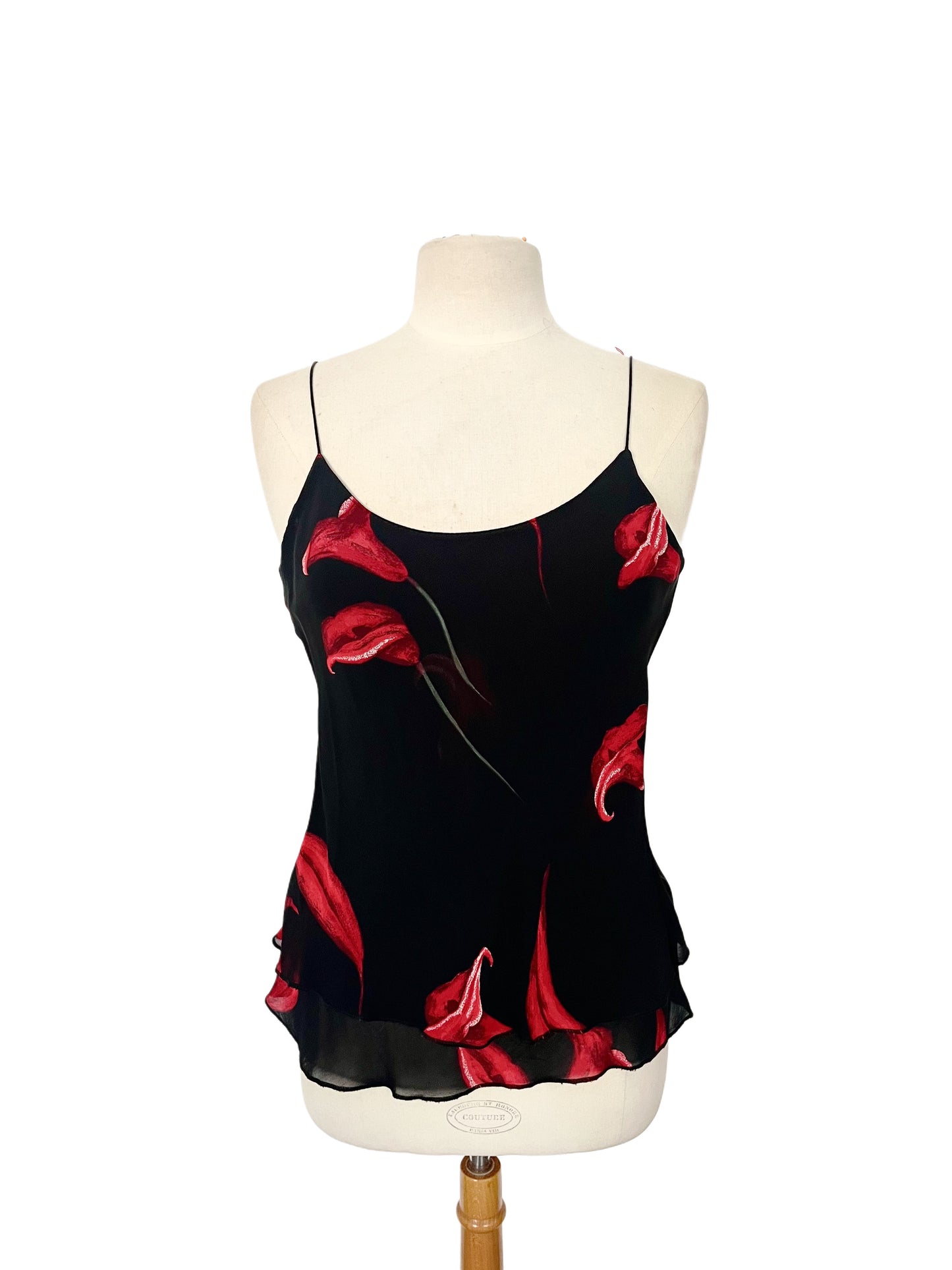 Top fluide fleuri à volants – Taille 38