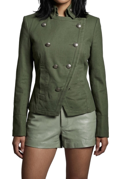 Veste Officier Vintage Kaki à Boutonnage Croisé — Taille 36 — Indie Sleaze