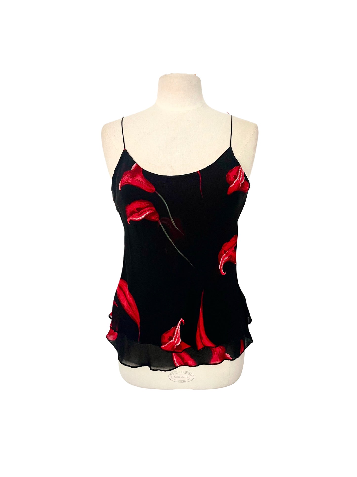 Top fluide fleuri à volants – Taille 38