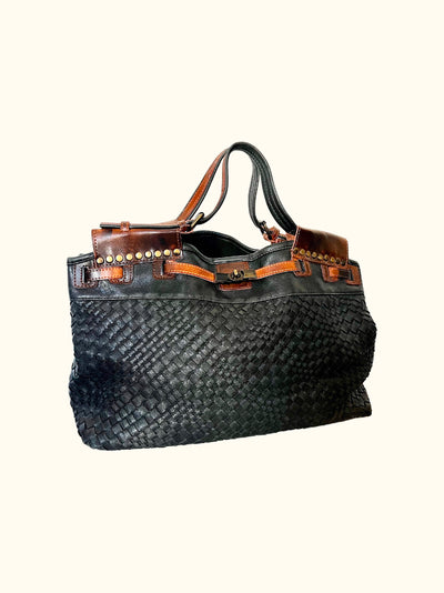 Sac Cabas en Cuir Anthracite Tressé – Grand Format – Très Bon État ( SOLD OUT )