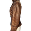 VESTE VINTAGE EN CUIR PATINÉ À VOLANT — TAILLE 38/40