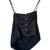 Top Caraco Satin Noir Orné Studs & Boutons Mordorés Vieillis — T. 36 (S) — Sourced in Italy