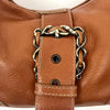 Sac Demi-Lune Vintage en Cuir Grainé Camel — (Made in Italy) — Format Medium