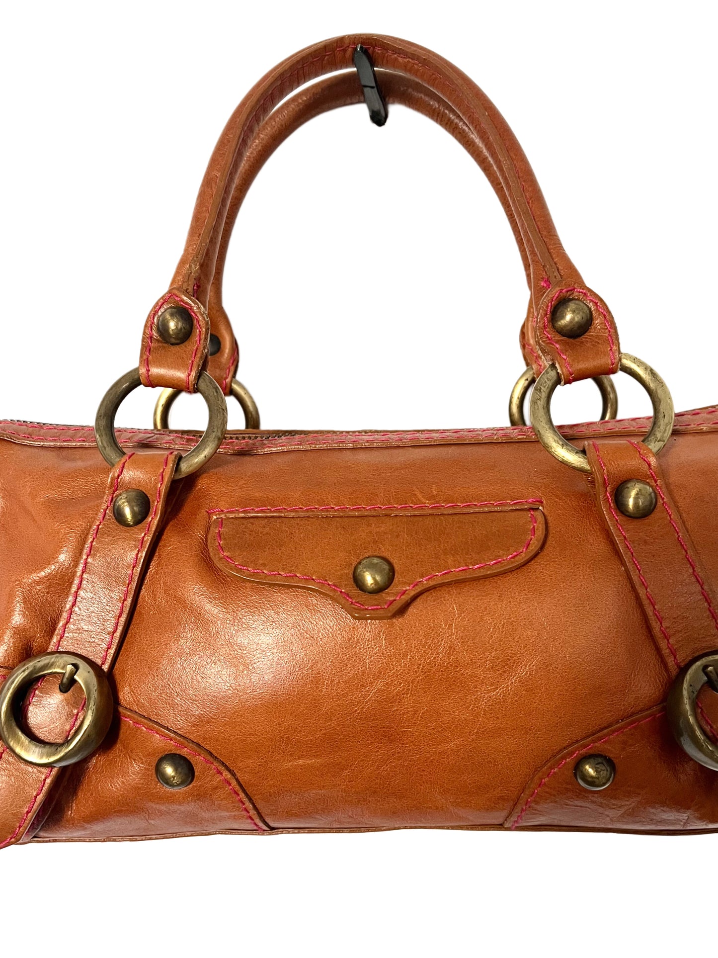 Sac Baguette Vintage Cuir Véritable Camel & Mordoré - Boho Chic - Made in Italy (S/M)