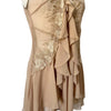 Robe Style Lingerie en Mousseline Beige — 34/36 (XS/S) — Dentelle, Strass & Dos Corset — Style Coquette / Fairycore Y2K