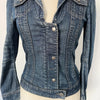 Veste en jean vintage cintrée à épaules bouffantes – Taille 38