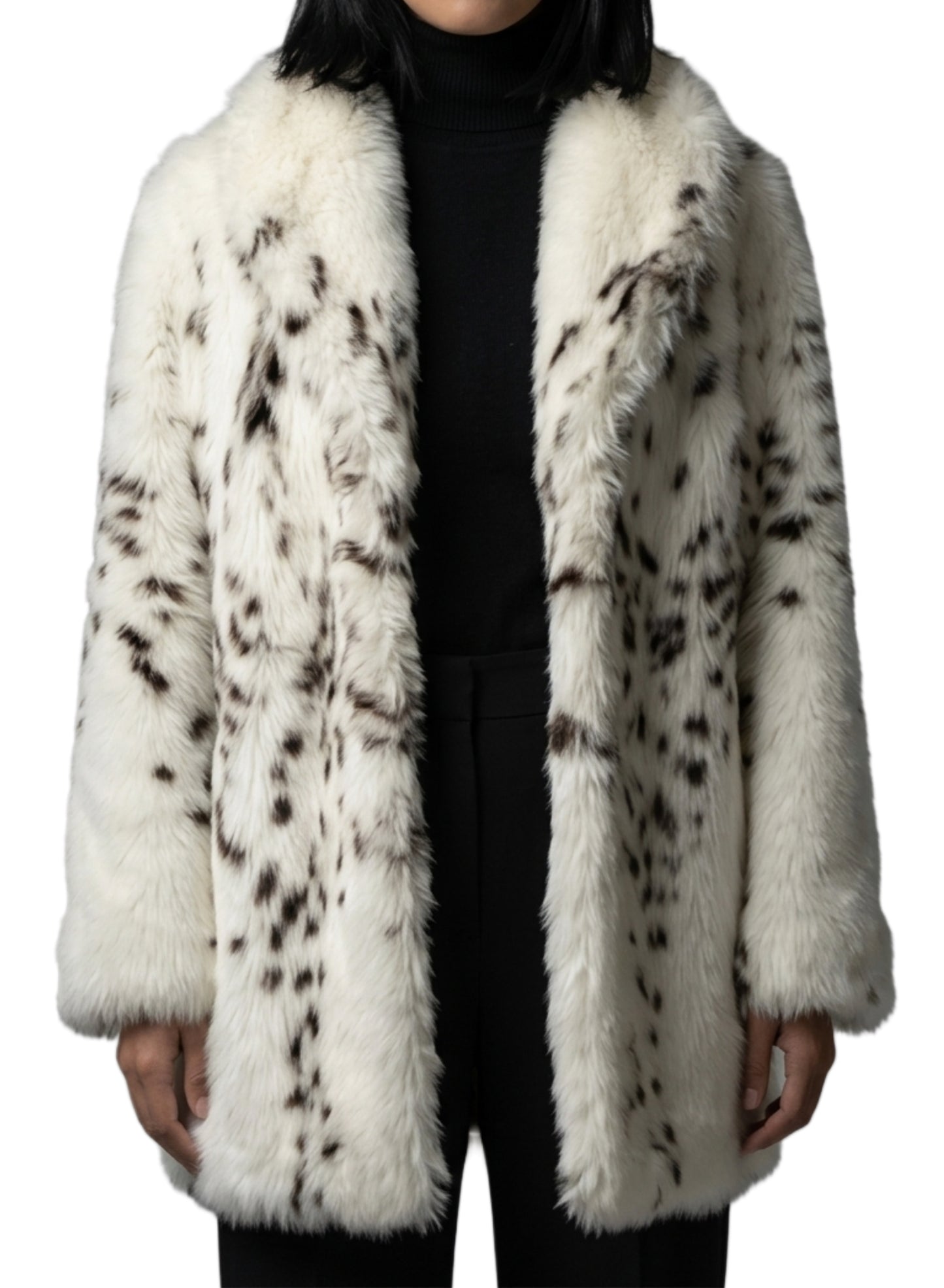 Manteau vintage fausse fourrure léopard blanc - Made in France - L 40/42