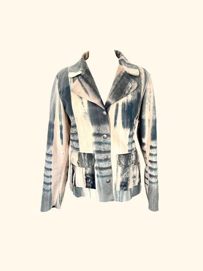 Veste légère effet peau de pêche tie & dye bleu jean