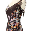 Robe Mi-Longue Fluide et Asymétrique — 38 FR (M) — Imprimé Fleuri Chocolat — Style Romantique Y2K