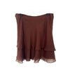 Mini-jupe vintage fluide à volants marron – Taille 40