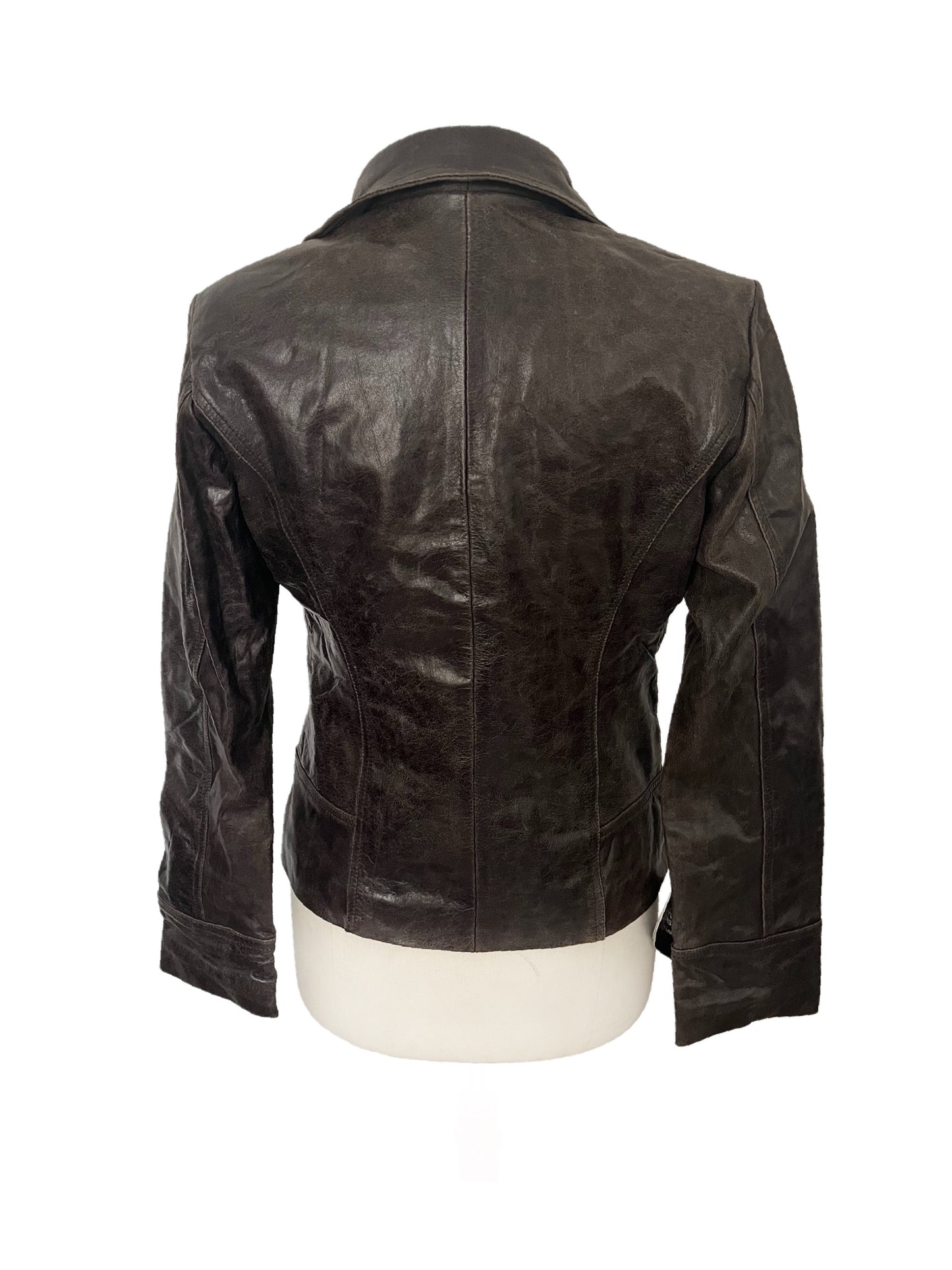 Trevor – Veste vintage en cuir véritable marron – Taille L