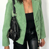 Veste vintage en cuir véritable vert clair – Taille 40