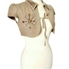 Boléro Court en Toile Beige Sable Style Y2K / Western Chic — T. 36