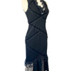 Robe Midi Asymétrique Style Whimsigoth Noir & Soie à Pois — T. 36