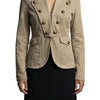 Veste officier beige à épaulettes et boutons blason - 38/M