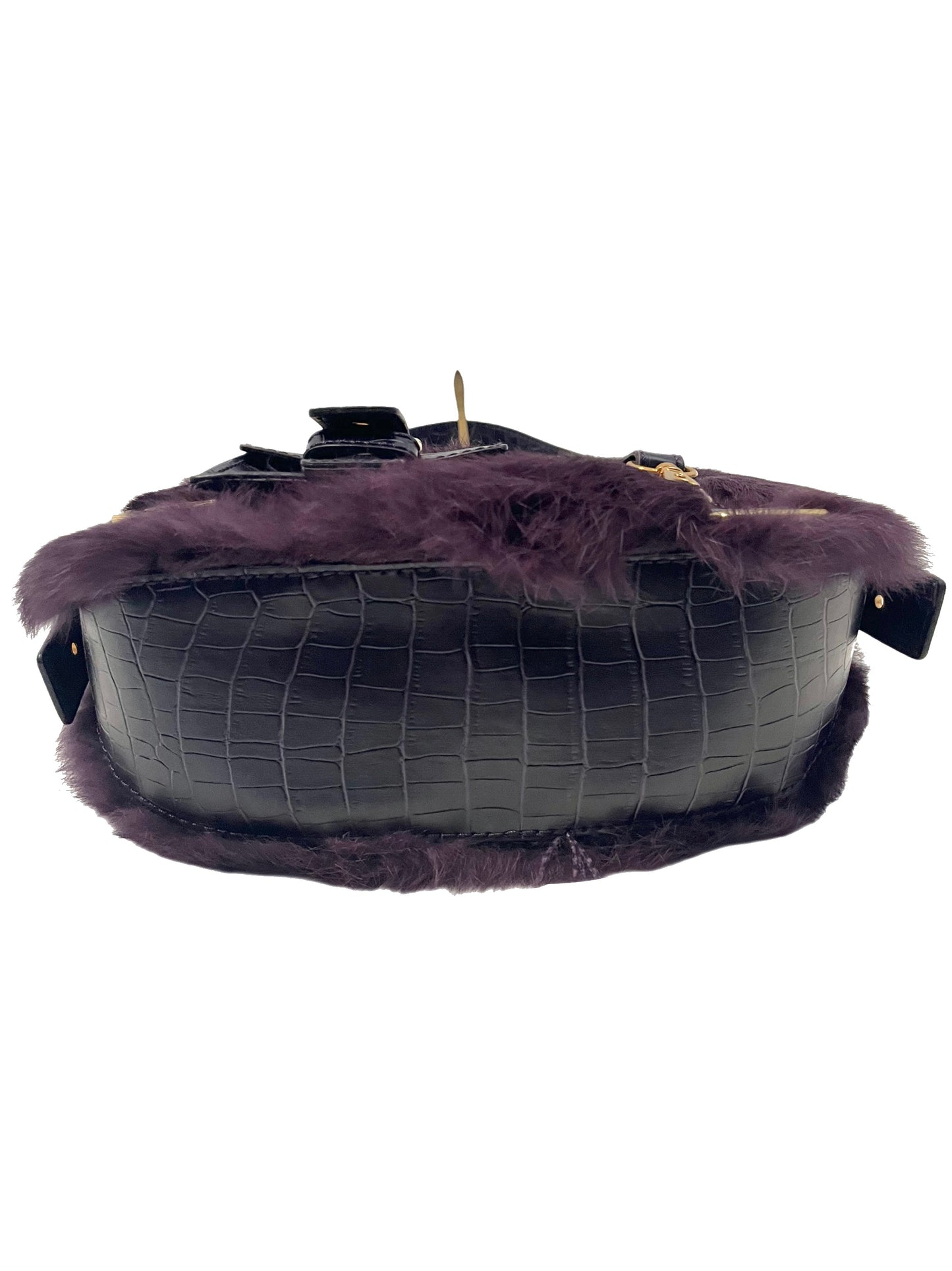 SAC BAGUETTE VINTAGE FOURRURE ET CUIR - ROCCO BAROCCO ( MODÈLE RARE )