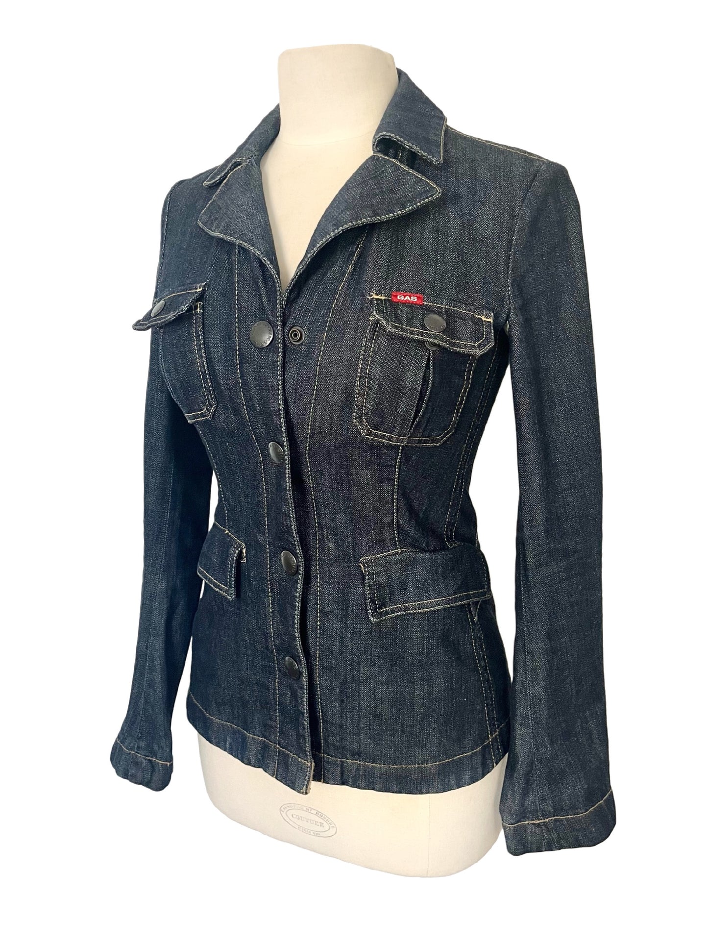 Veste Vintage en Denim Brut Cintrée à Boutons Pression — Taille S/36 — Denim premium