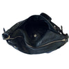 Sac à Main Francesco Biasa Demi-Lune Vintage en Cuir Lisse Noir — Bijouterie Argentée — Made in Italy