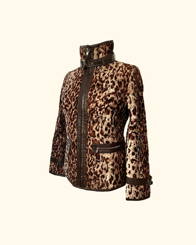 Veste en fausse fourrure imprimé léopard