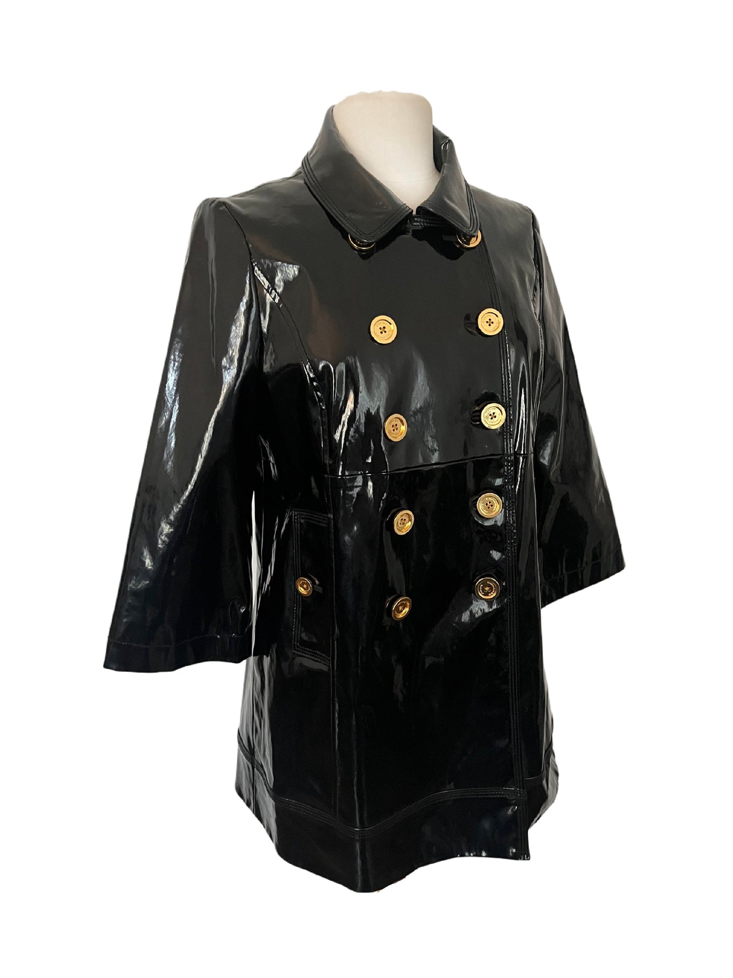 Manteau Juicy Couture vinyle noir & boutons dorés - 38/M
