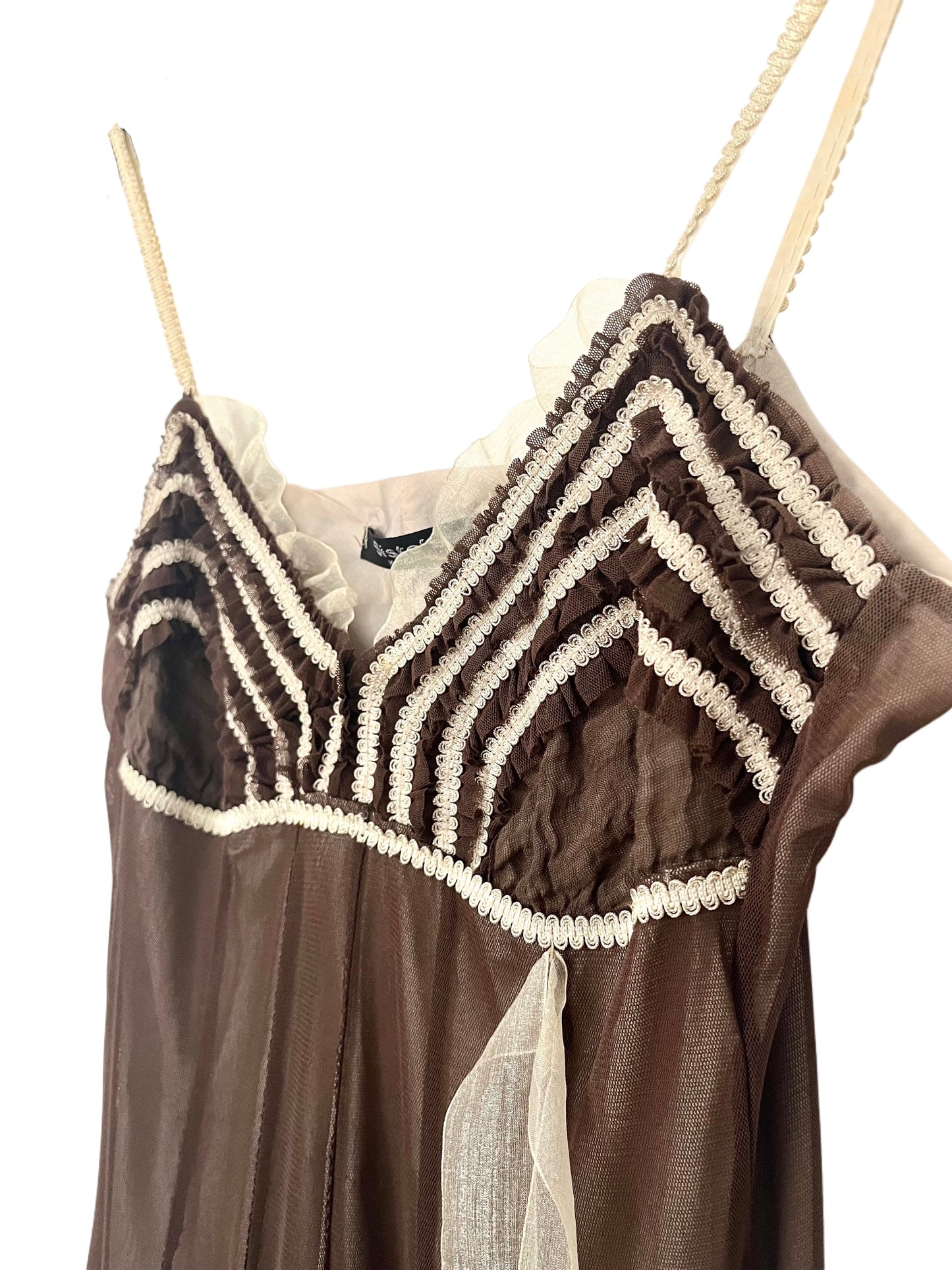 Robe midi vintage en tulle & biais froncés — (made in italy) — taille 36