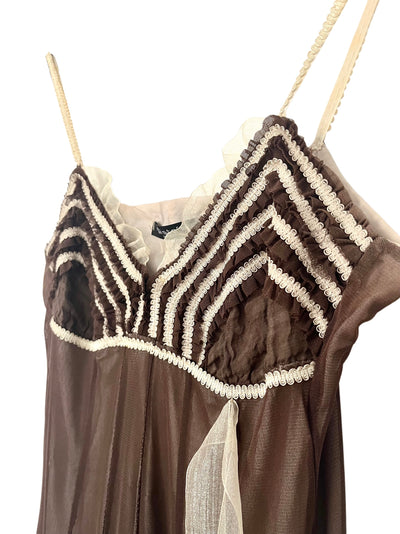 Robe midi vintage en tulle & biais froncés — (made in italy) — taille 36