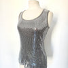 Top sans manches années 2000 à sequins argentés – Taille 38/40