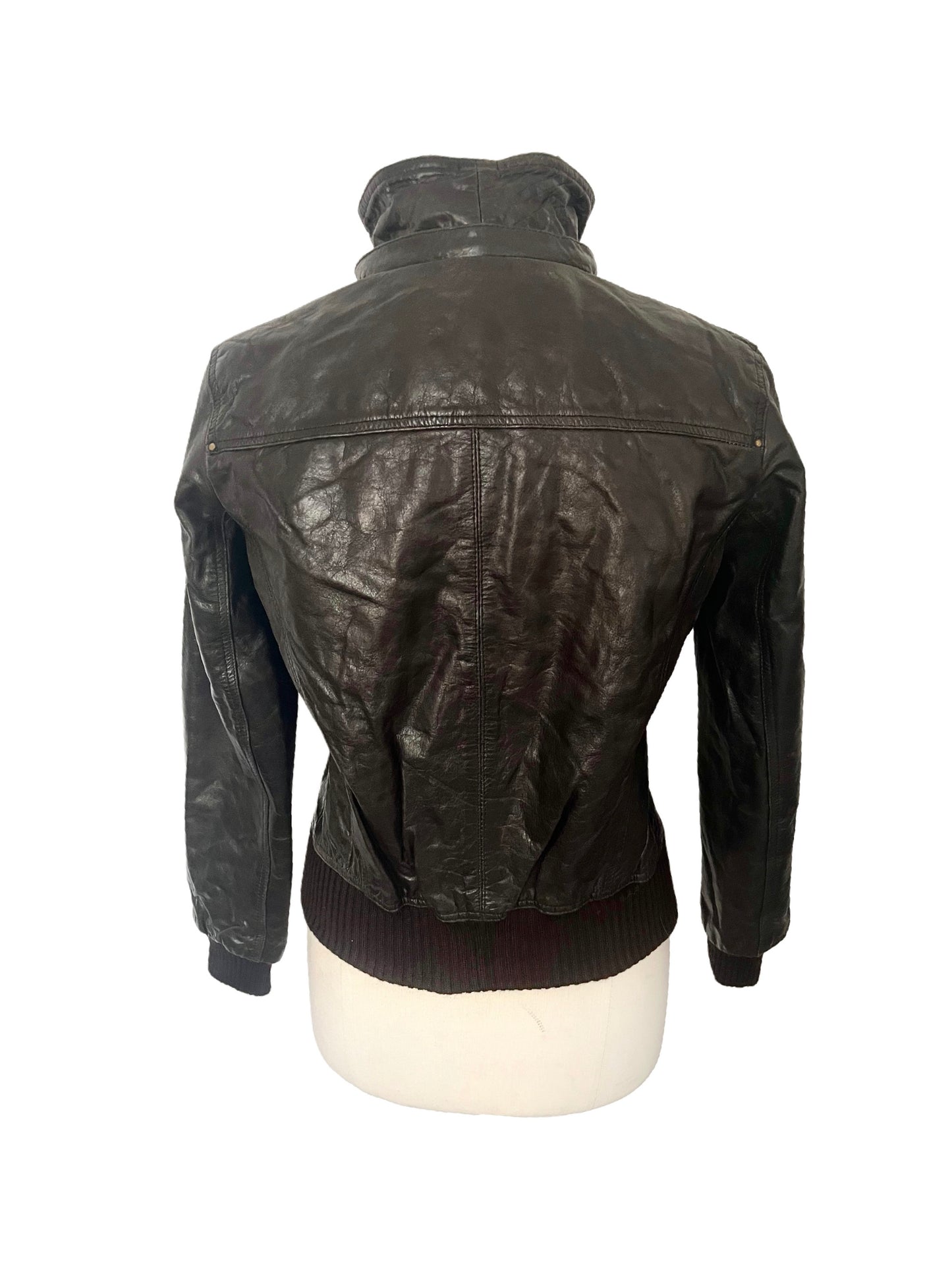 JASON - Blouson vintage en cuir véritable marron – Taille XL