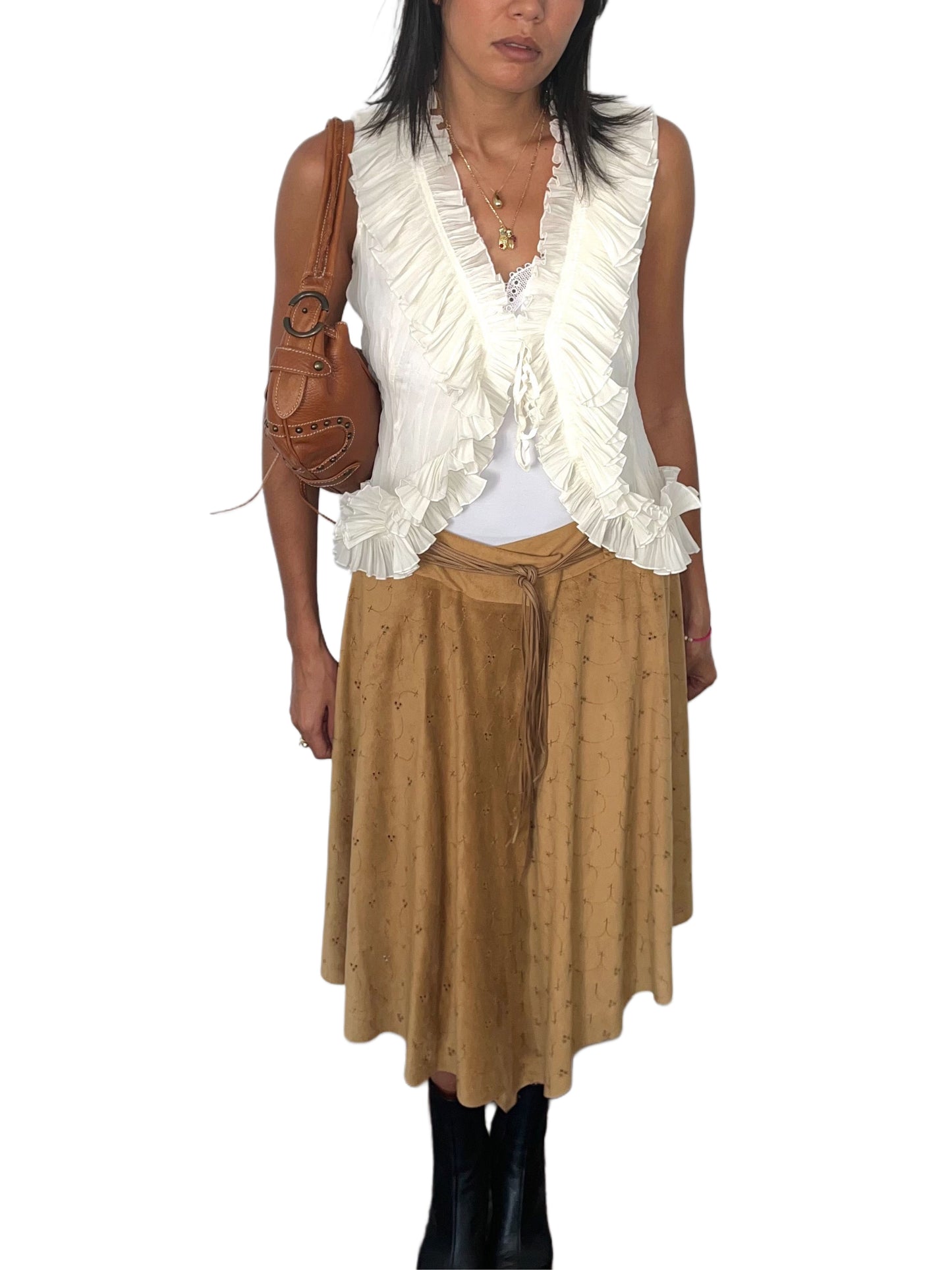Jupe vintage asymétrique "Peau de Pêche" – Made in Italy – Taille 40