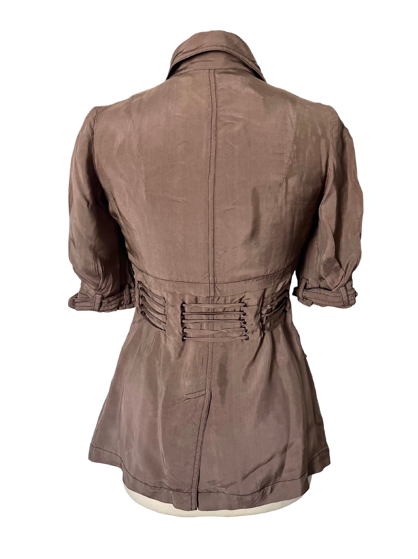 Chemisier Long Vintage Style Saharienne À Lacets — (Made In Italy) — Taille 36/38