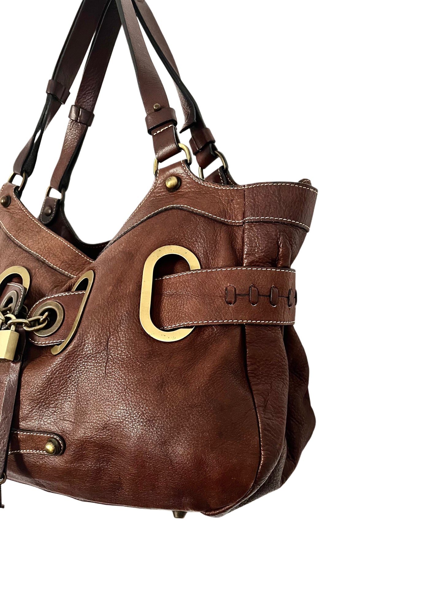 Sac à main vintage en cuir marron – Style boho chic