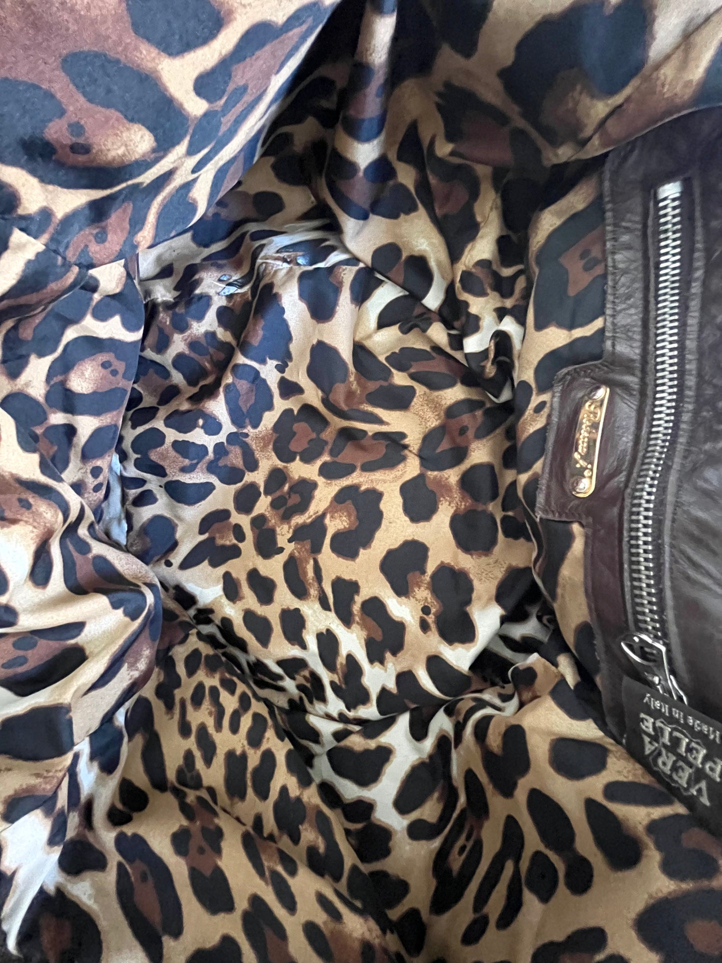 Grand sac bi-matière cuir & denim clouté — Très bon état — Format XL