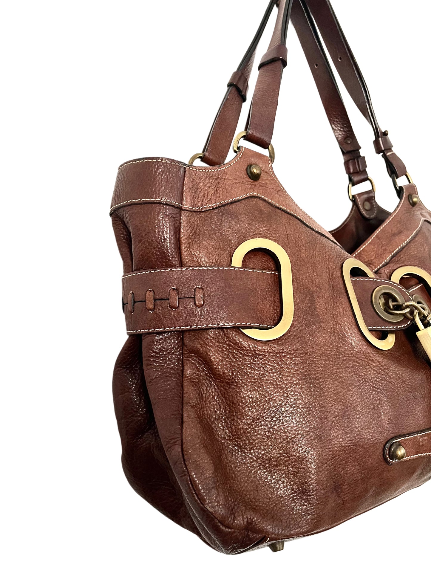 Sac à main vintage en cuir marron – Style boho chic