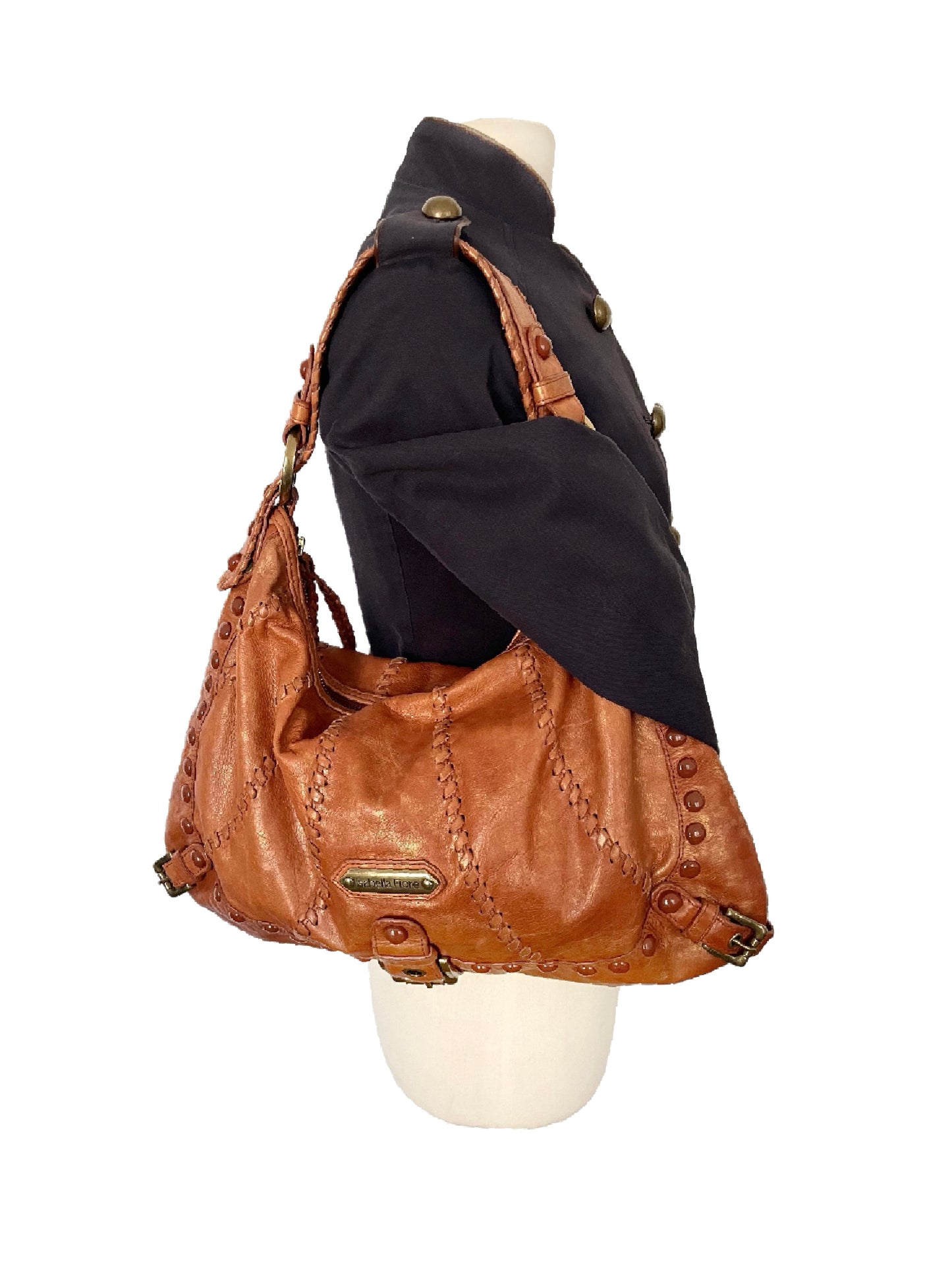SAC HOBO VINTAGE EN CUIR TRAVAILLÉ - ISABELLA FIORE ( MODÈLE RARE )