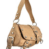 SAC BAGUETTE VINTAGE EFFET CUIR D’AUTRUCHE — DÉTAILS RIVETS ARGENTÉS — FORMAT MÉDIUM