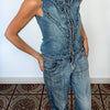 Veste vintage sans manches en jean style officier – Taille 36/38