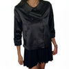 VESTE VINTAGE CABAN COURT EN SATIN NOIR - (MADE IN SPAIN) - TAILLE 38/40