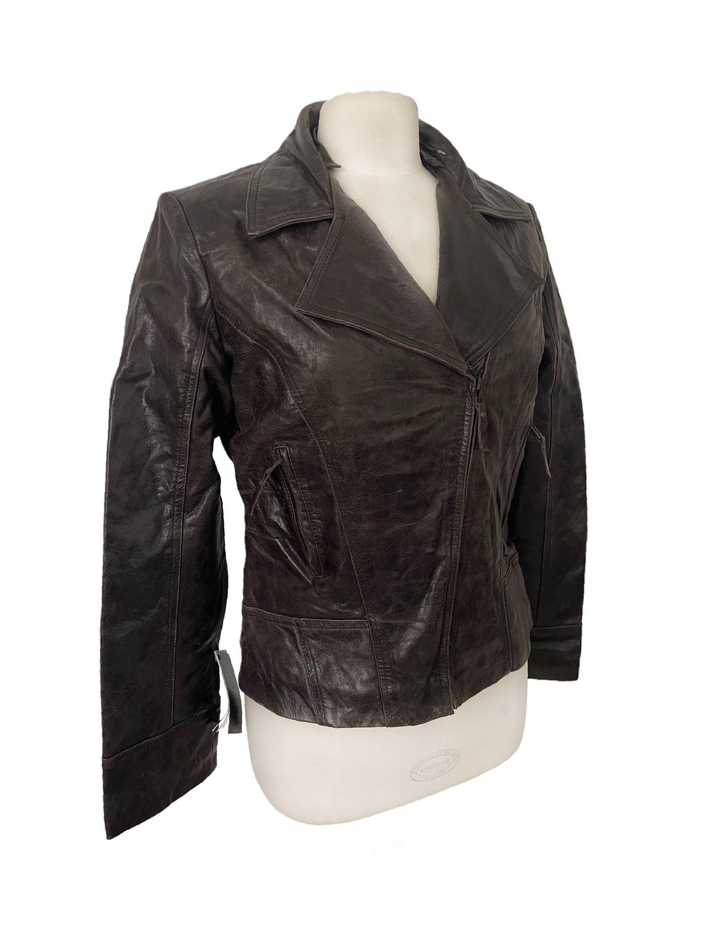 Trevor – Veste vintage en cuir véritable marron – Taille L