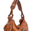 Sac Demi-Lune Vintage en Cuir Grainé Camel — (Made in Italy) — Format Medium