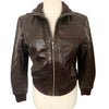 Biley – Veste bomber vintage en cuir véritable marron, col montant, taille 38