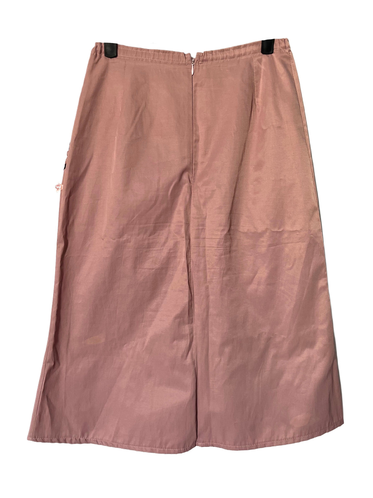 Jupe Trapèze Longueur Genoux Vieux Rose & Dentelle Noire Style Coquette — T. 34/36
