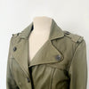 Veste vintage en cuir kaki coupe caban cintré – Taille 40/42