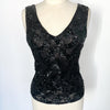Top vintage en mesh noir brodé sequins et perles – Taille L/40