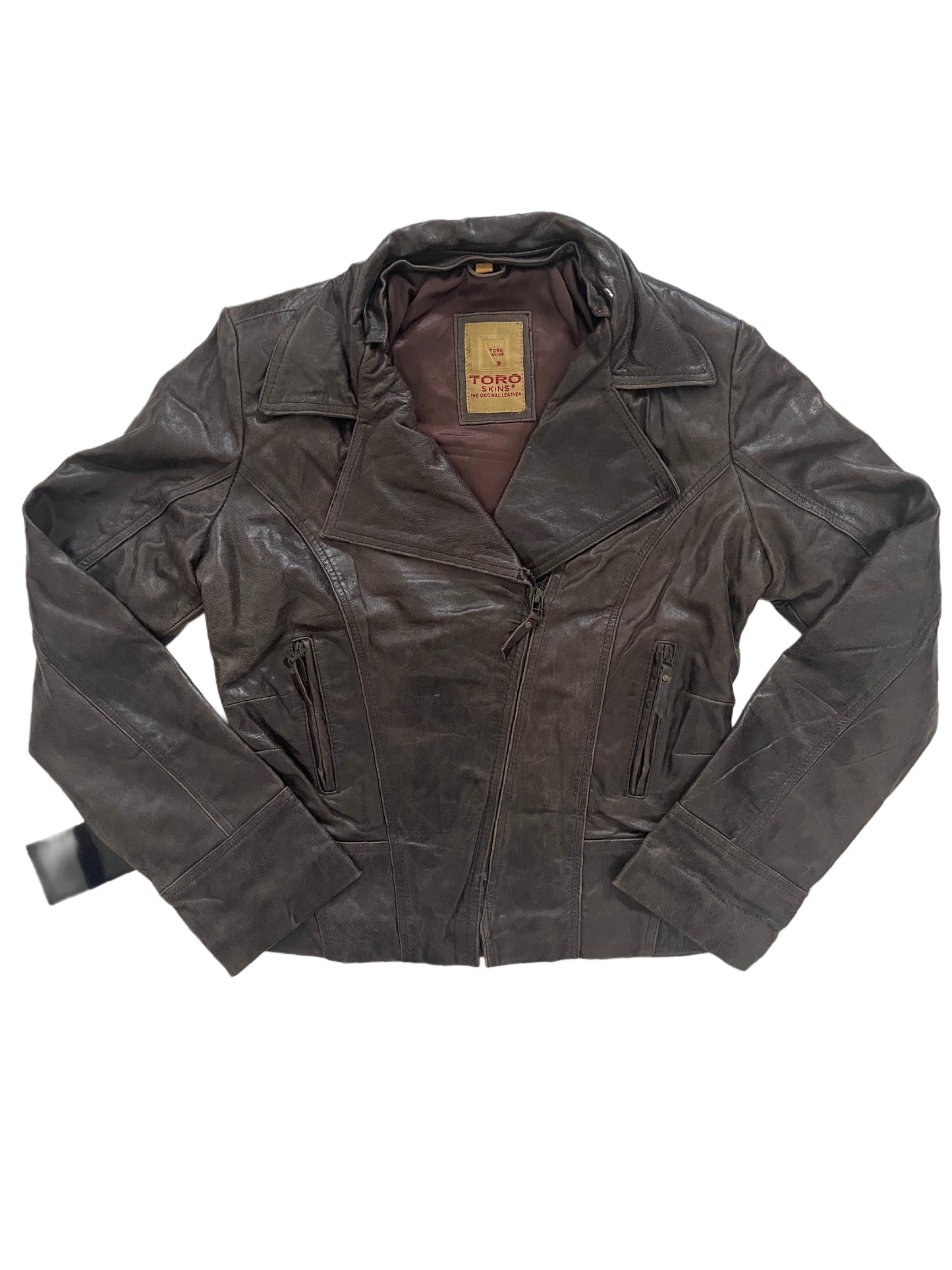 Trevor – Veste vintage en cuir véritable marron – Taille L