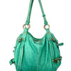 Sac à Main Fourre-Tout en Cuir Vert Turquoise — Format Medium — Style Vintage / Bohème