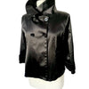 VESTE VINTAGE CABAN COURT EN SATIN NOIR - (MADE IN SPAIN) - TAILLE 38/40