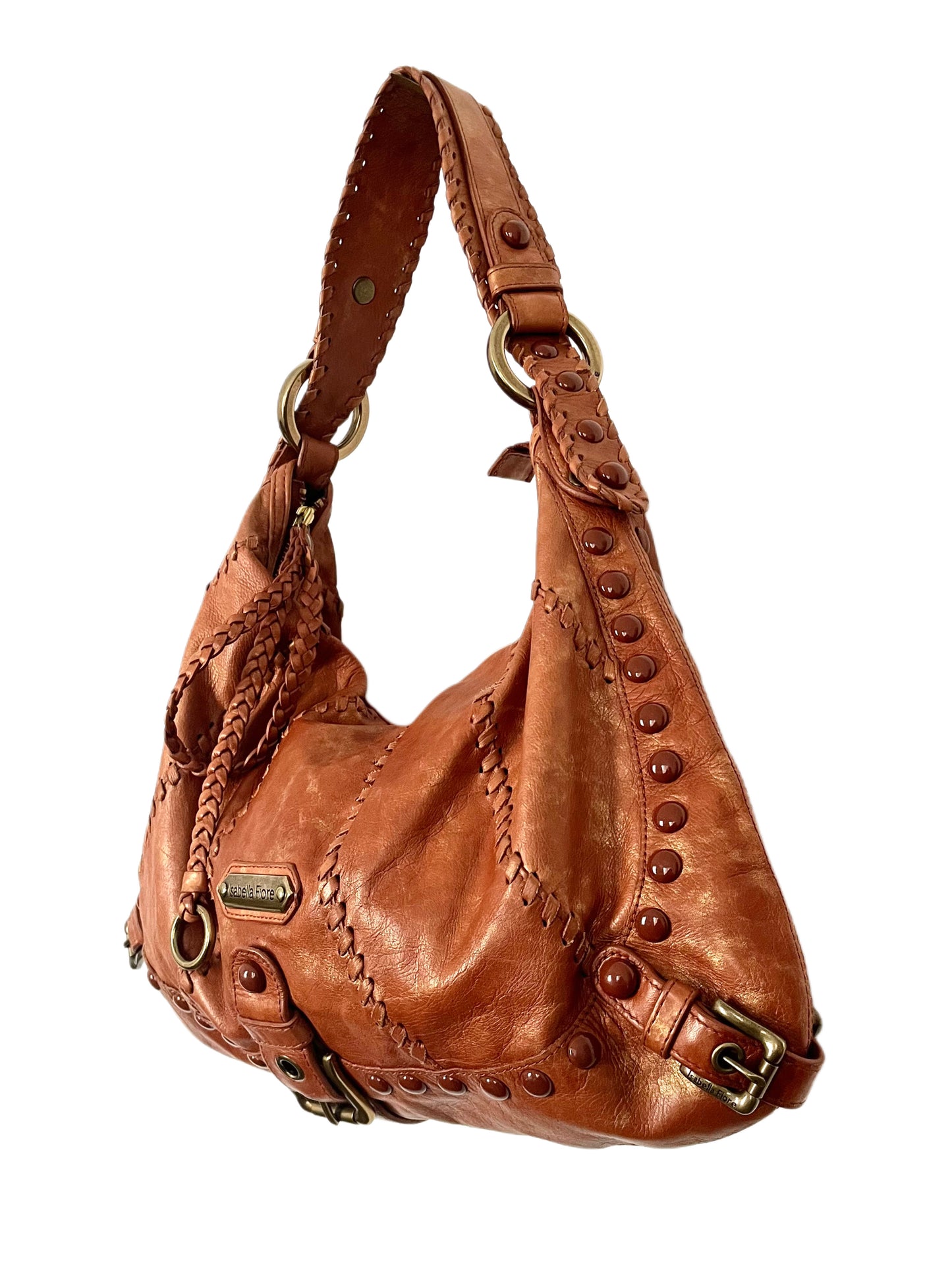 SAC HOBO VINTAGE EN CUIR TRAVAILLÉ - ISABELLA FIORE ( MODÈLE RARE )