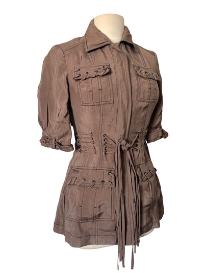 Chemisier Long Vintage Style Saharienne À Lacets — (Made In Italy) — Taille 36/38