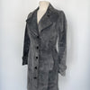 Manteau vintage long en cuir gris souris – Taille 38/40